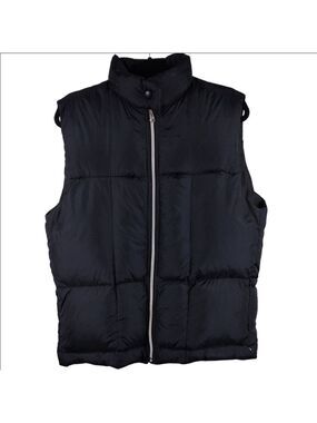 FU DA Sport Black Duck Down Snap Collar Full Zip Sleeveless Outdoor Puffer Vest